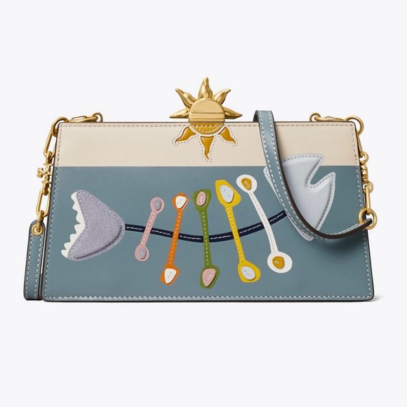 NWT TORY BURCH Fish-appliqué Frame Leather Crossbody Bag - Picture 1 of 16